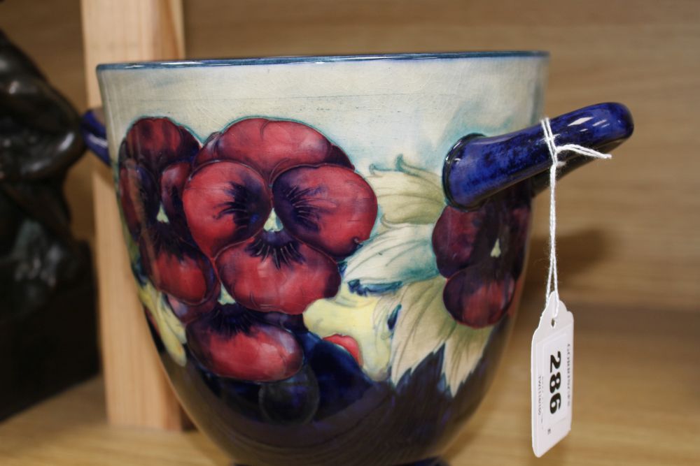 A William Moorcroft Pansy jardiniere, c.1915, H. 18.5cm